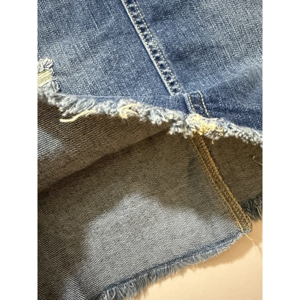 NWT Cello Distressed Jean Overall Dress Size M Fringe Frayed Skater Boho Hiphop - Picture 10 of 10